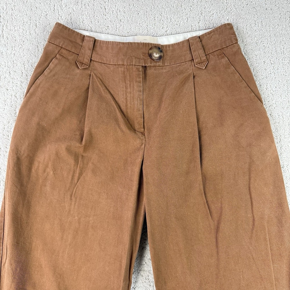 Sézane Constance Pants Women's 34 (US 2) Brown Pleated Wide Leg 26x28 $145 - Picture 2 of 11